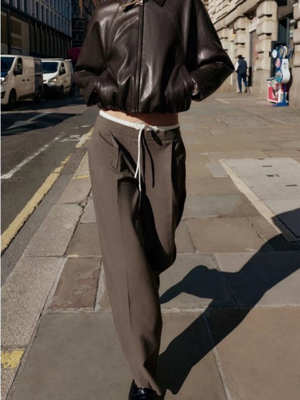 ZARA DOUBLE WAISTBAND WIDE-LEG TROUSERS 1608/125/761 MOCHA